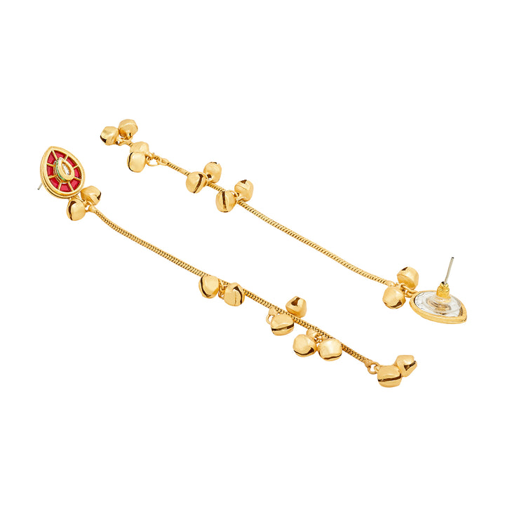 Teejh Kashni Red and Gold Ghungroo Danglers