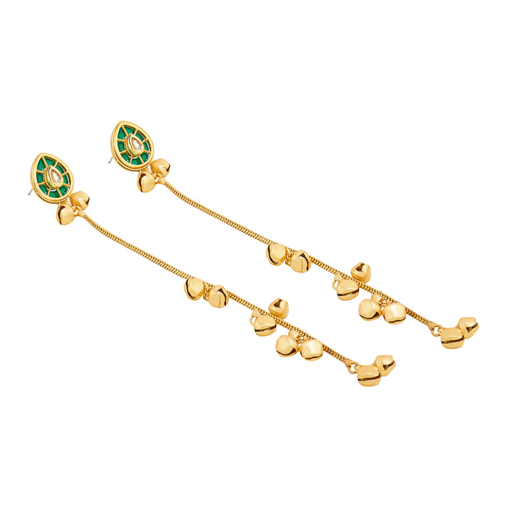 Teejh Kashni Green and Gold Ghungroo Danglers