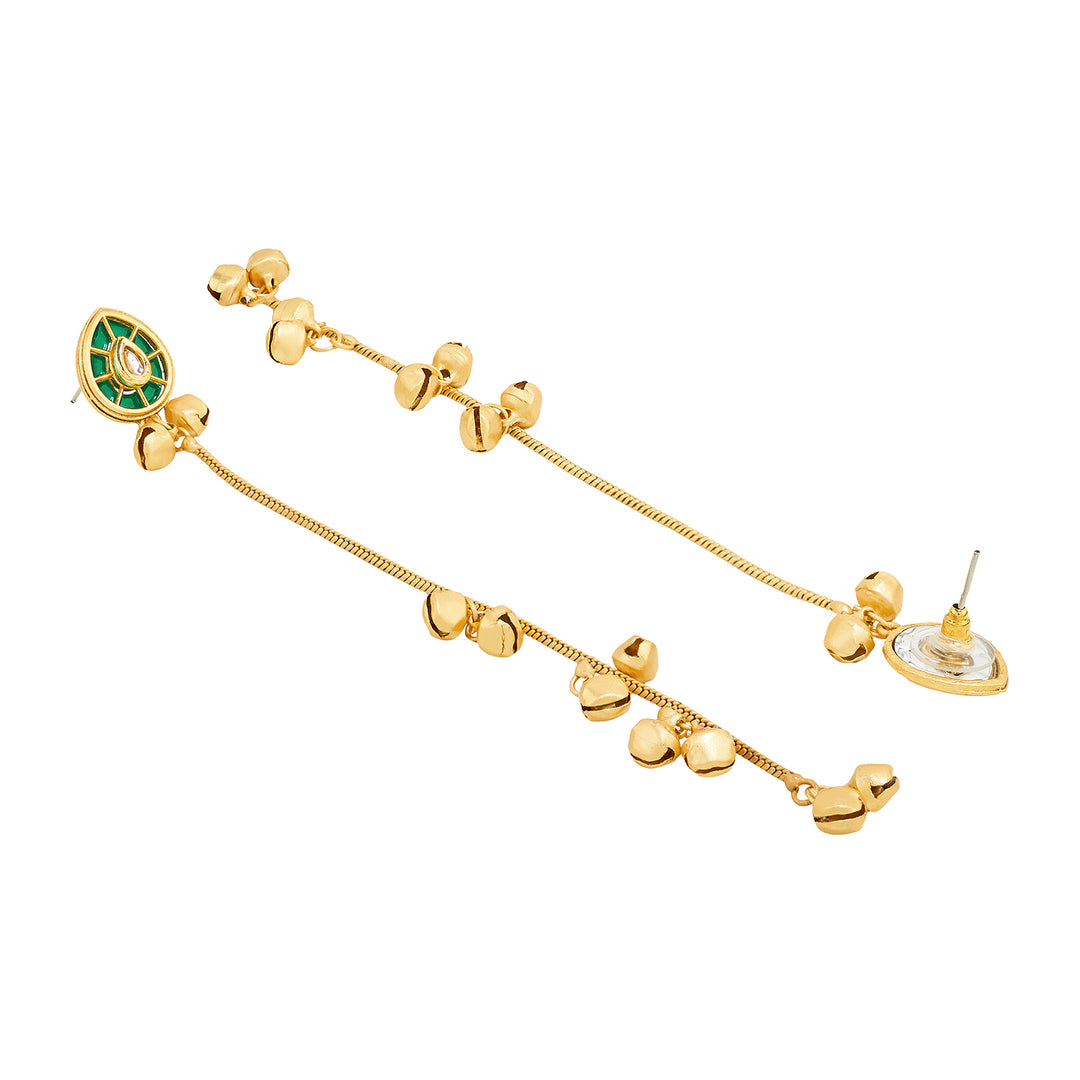Teejh Kashni Green and Gold Ghungroo Danglers