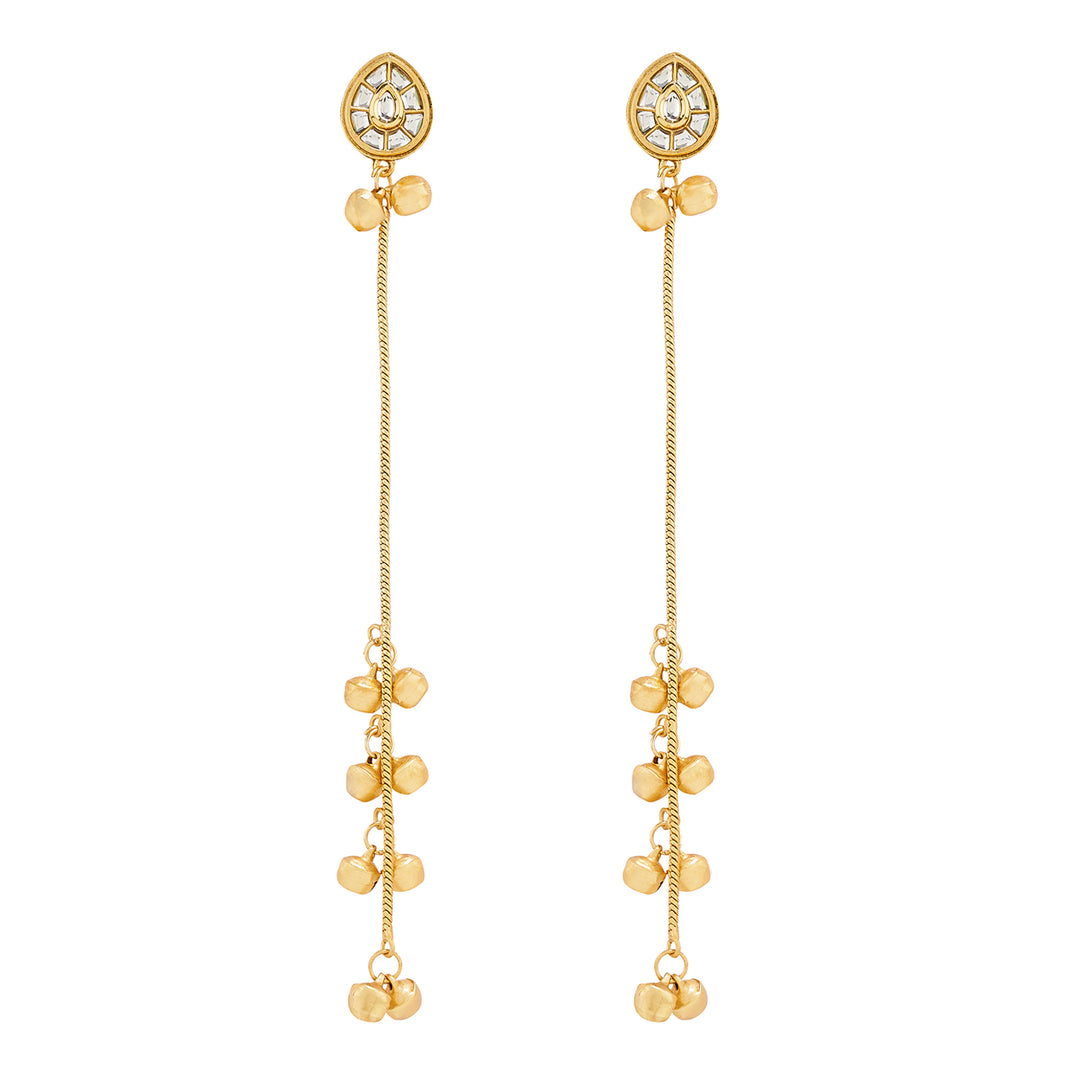 Teejh Kashni White and Gold Ghungroo Danglers