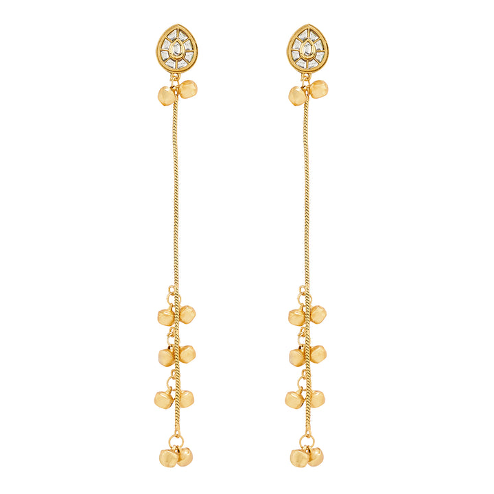 Teejh Kashni White and Gold Ghungroo Danglers