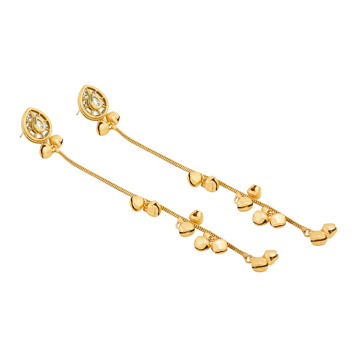 Teejh Kashni White and Gold Ghungroo Danglers