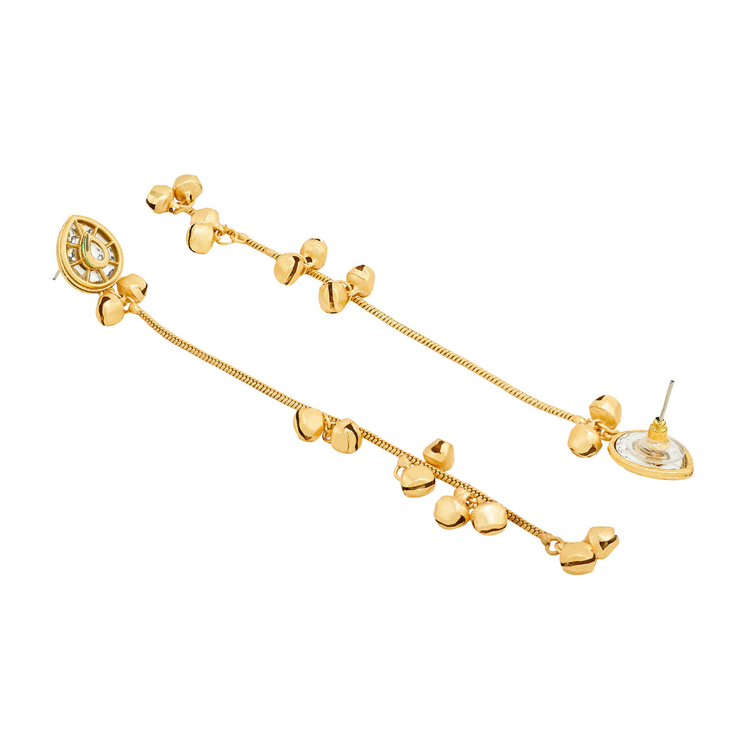 Teejh Kashni White and Gold Ghungroo Danglers