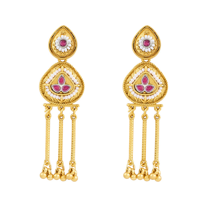 Teejh Amara Gold Red Stone Danglers