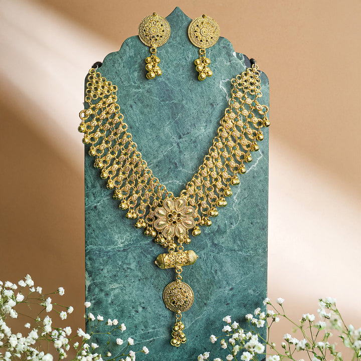 Teejh Taal Gold Oxidised Ghungroo Necklace Set
