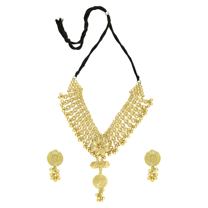 Teejh Taal Gold Oxidised Ghungroo Necklace Set