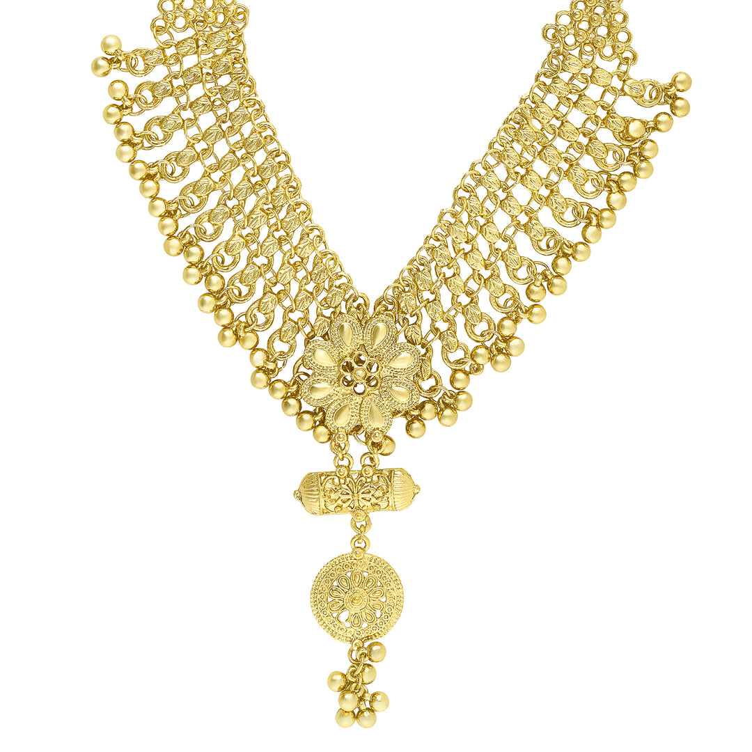 Teejh Taal Gold Oxidised Ghungroo Necklace Set