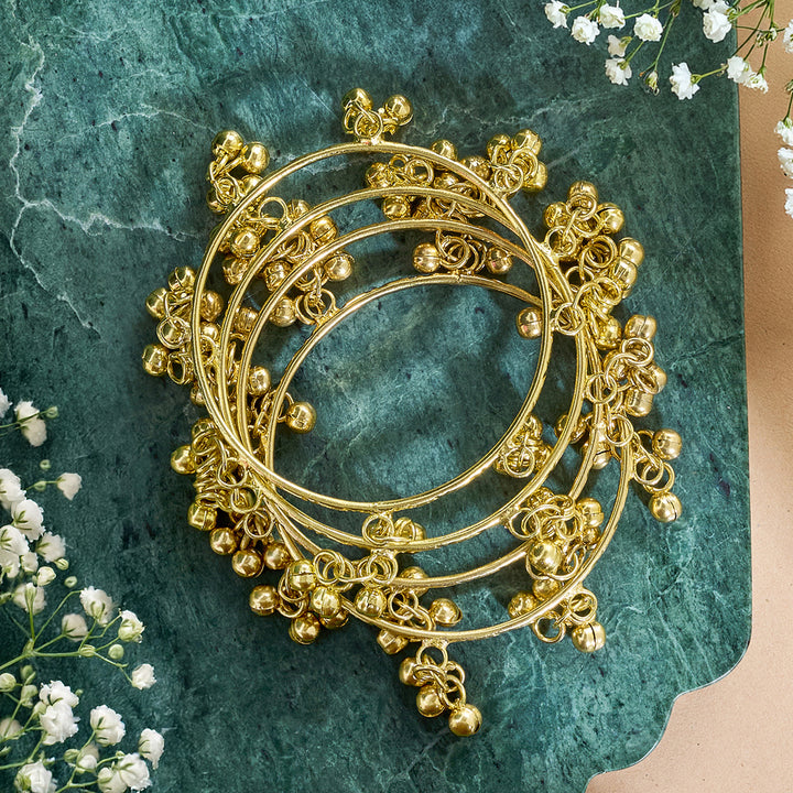 Teejh Chanak Gold Oxidised Ghungroo Bangles