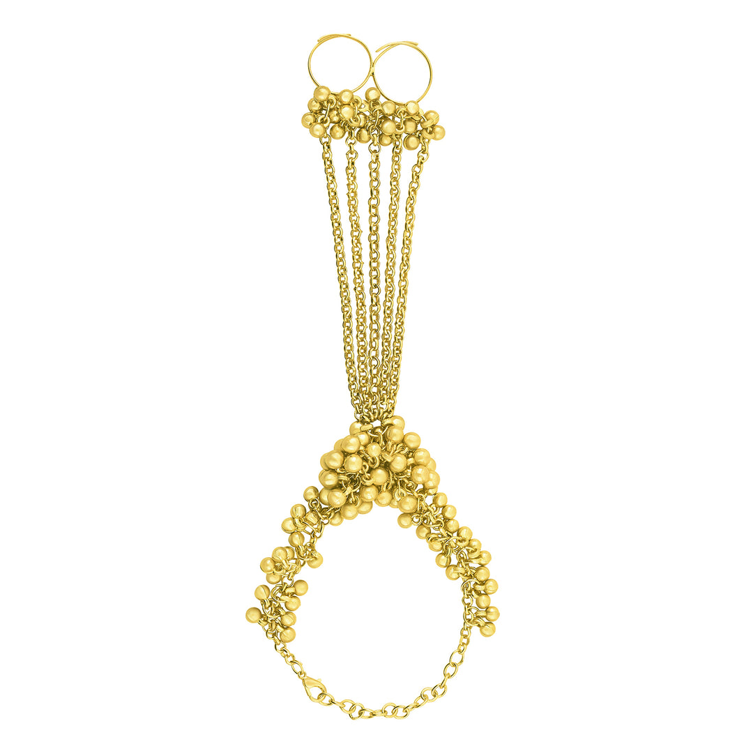 Teejh Chann Gold Oxidised Ghungroo Hathphool