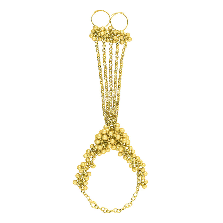 Teejh Chann Gold Oxidised Ghungroo Hathphool