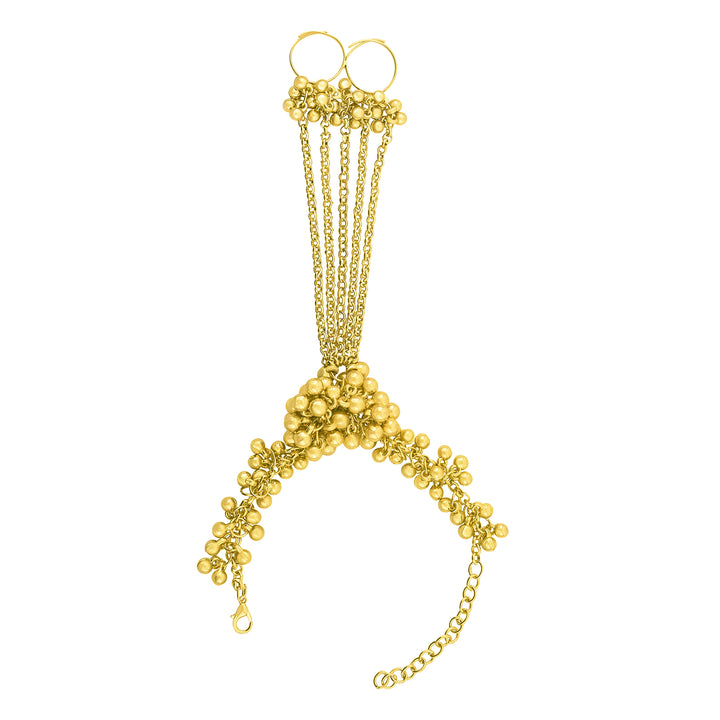 Teejh Chann Gold Oxidised Ghungroo Hathphool