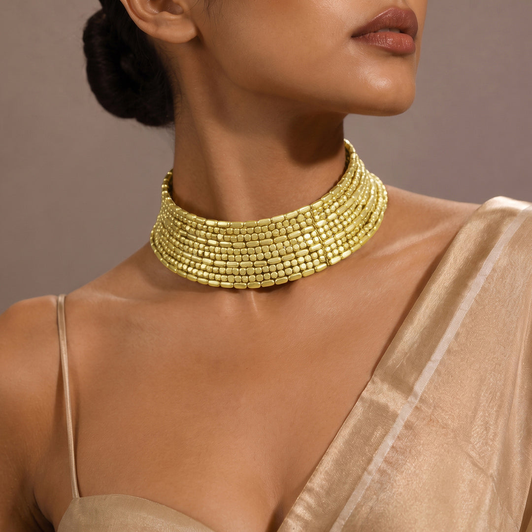 Teejh Aafiya Gold Oxidised Necklace