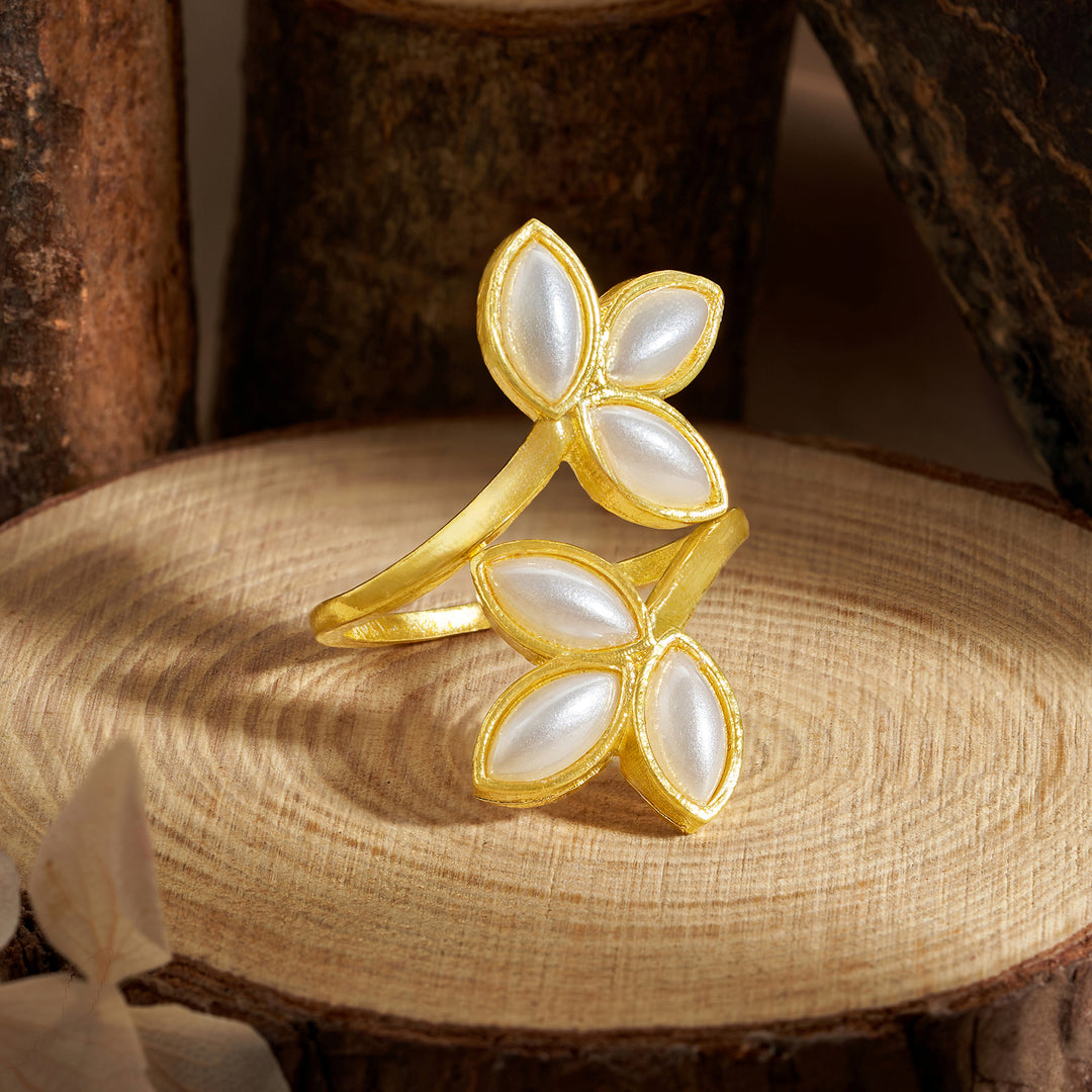 Teejh Shinju Gold and White Pearl Ring