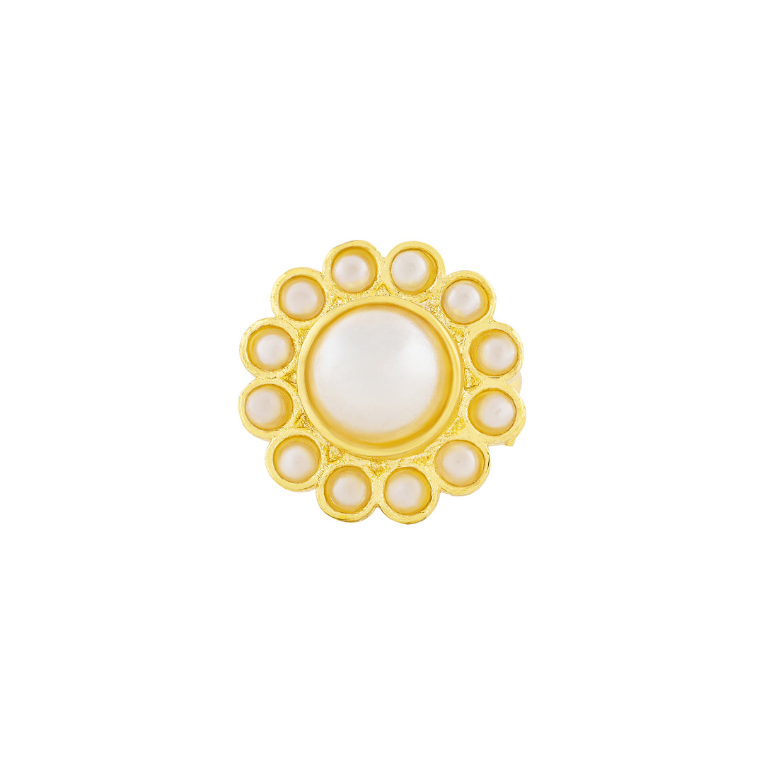 Teejh Mukto Gold and White Pearl Ring