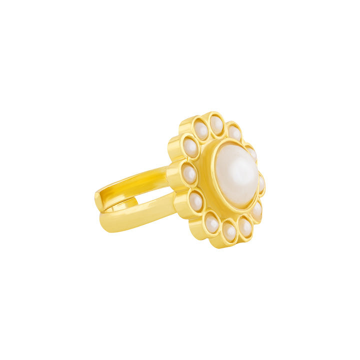 Teejh Mukto Gold and White Pearl Ring