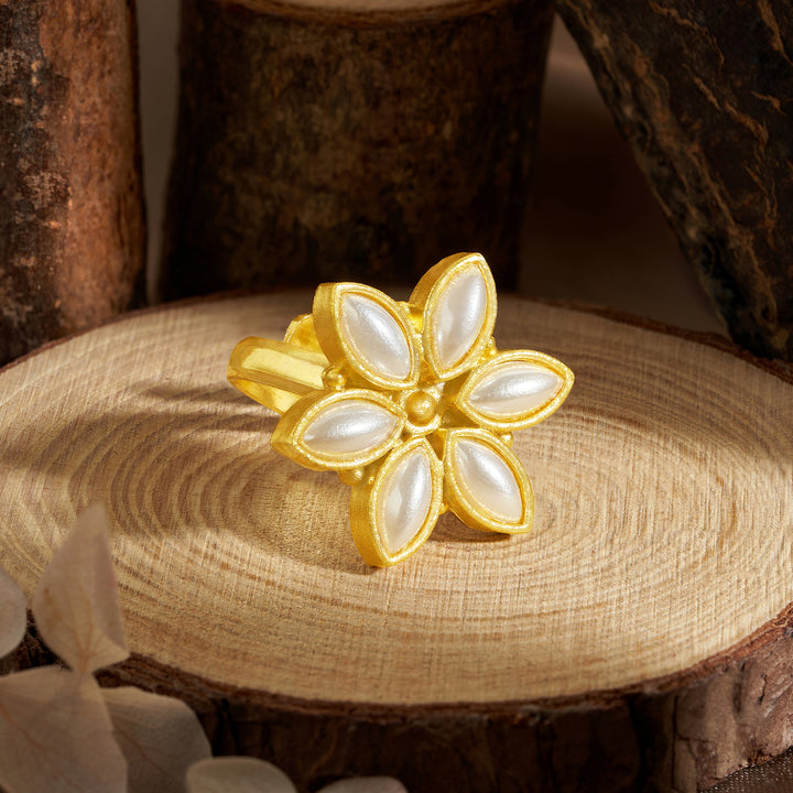 Teejh Milly Gold and White Pearl Ring