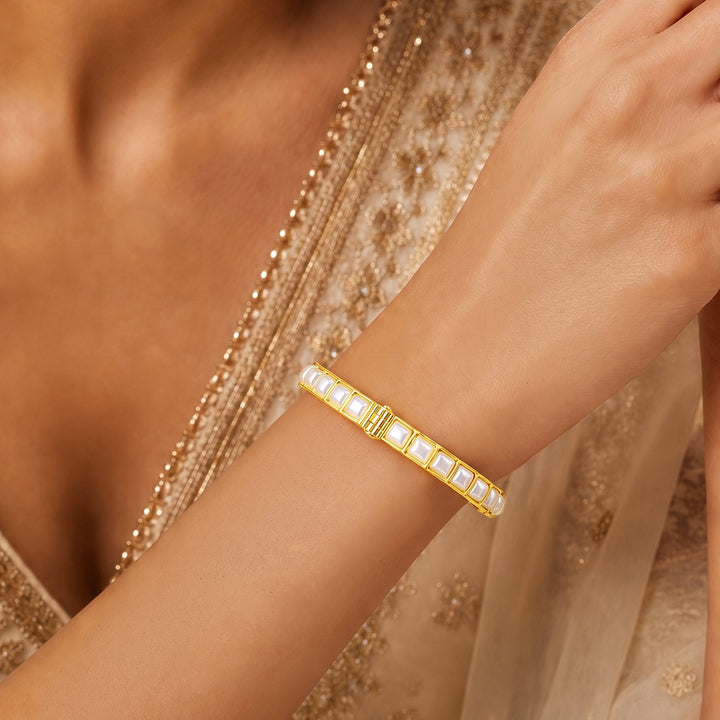 Teejh Gauha Gold and White Pearl Bracelet