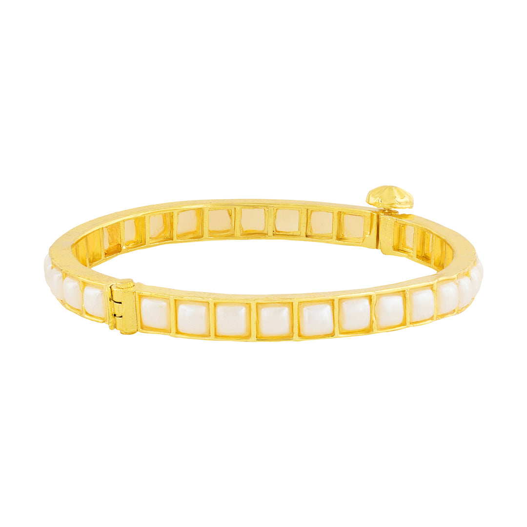Teejh Gauha Gold and White Pearl Bracelet