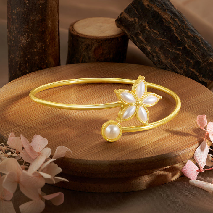Teejh Mukhta Gold and White Pearl Bracelet