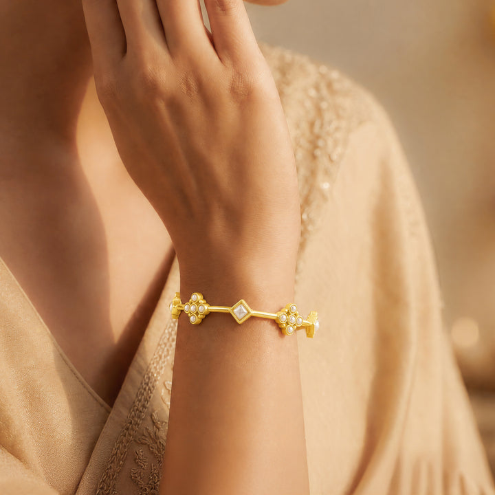 Teejh Wami Gold and White Pearl Bracelet