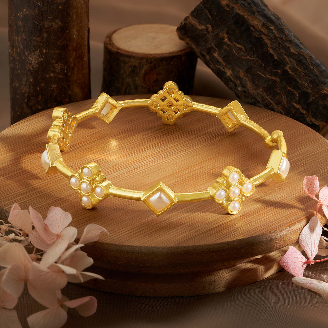 Teejh Wami Gold and White Pearl Bracelet