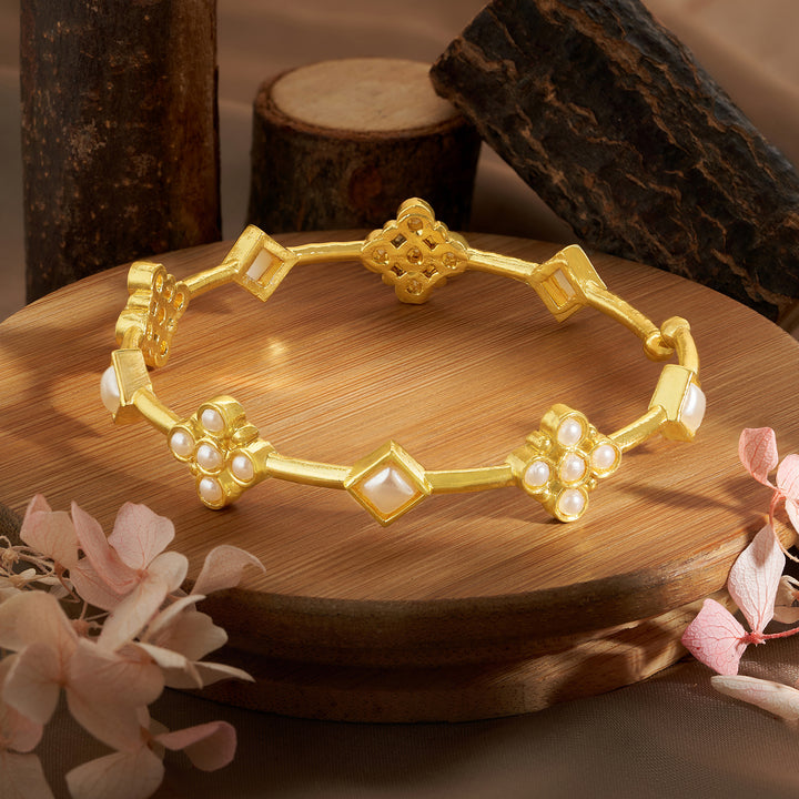 Teejh Wami Gold and White Pearl Bracelet