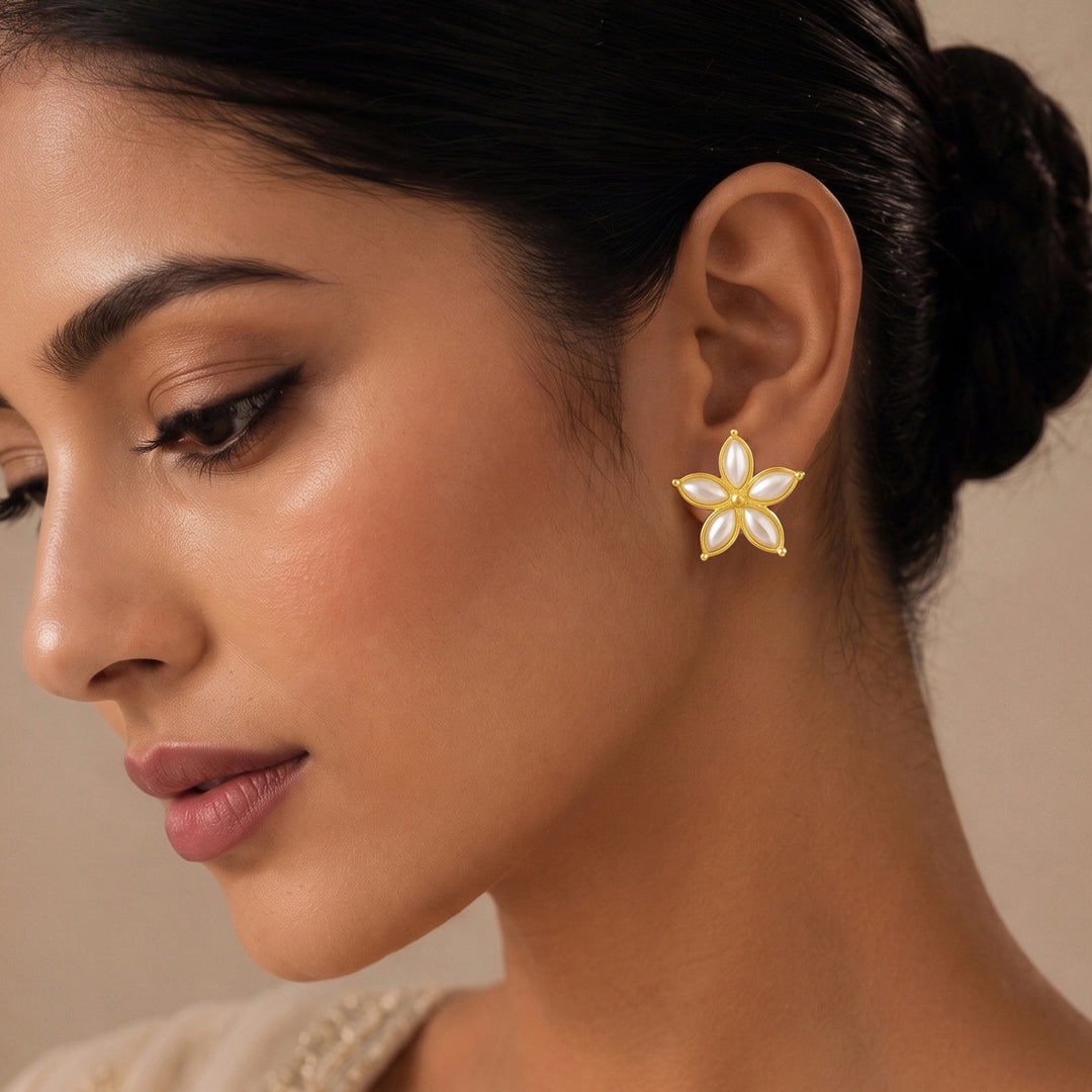 Teejh Tvisha Gold and White Earring