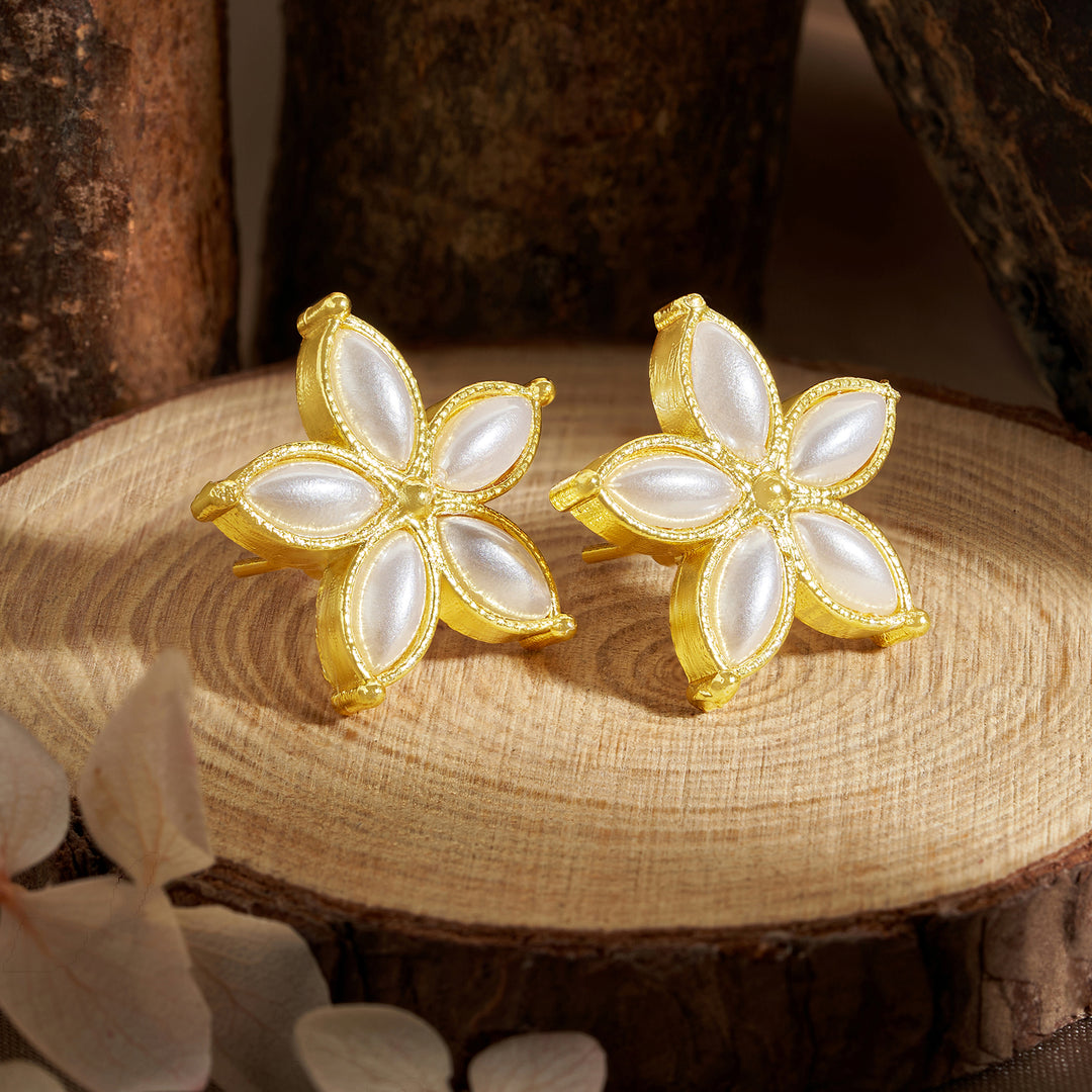 Teejh Tvisha Gold and White Earring