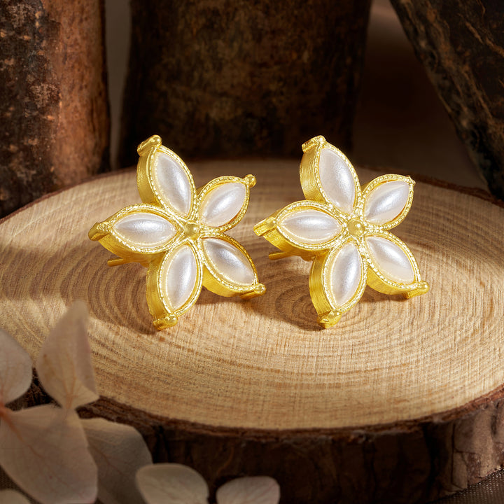 Teejh Tvisha Gold and White Earring