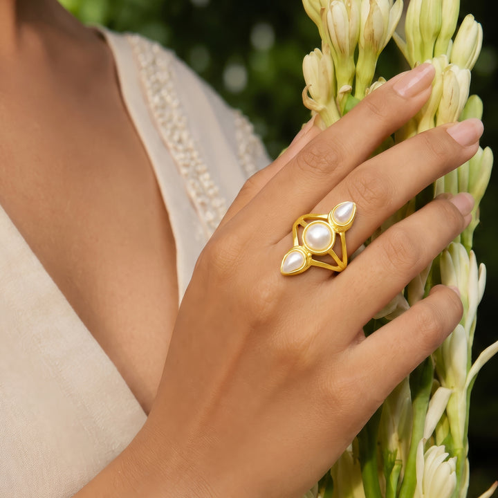Teejh Zaynah Gold and White Ring