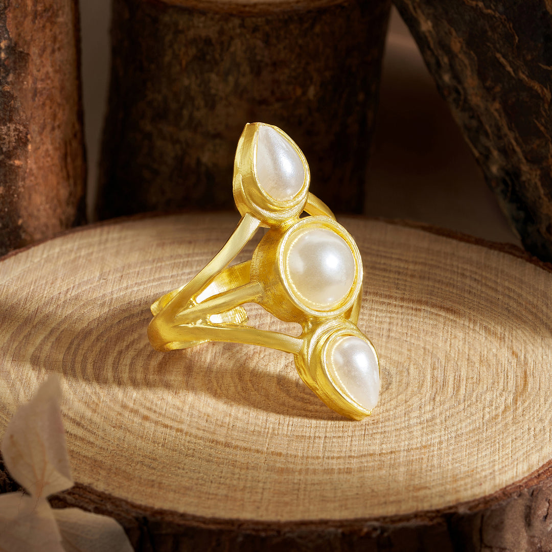 Teejh Zaynah Gold and White Ring