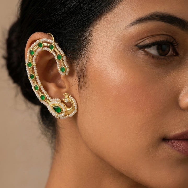 Shayantika Gold Green Earcuff
