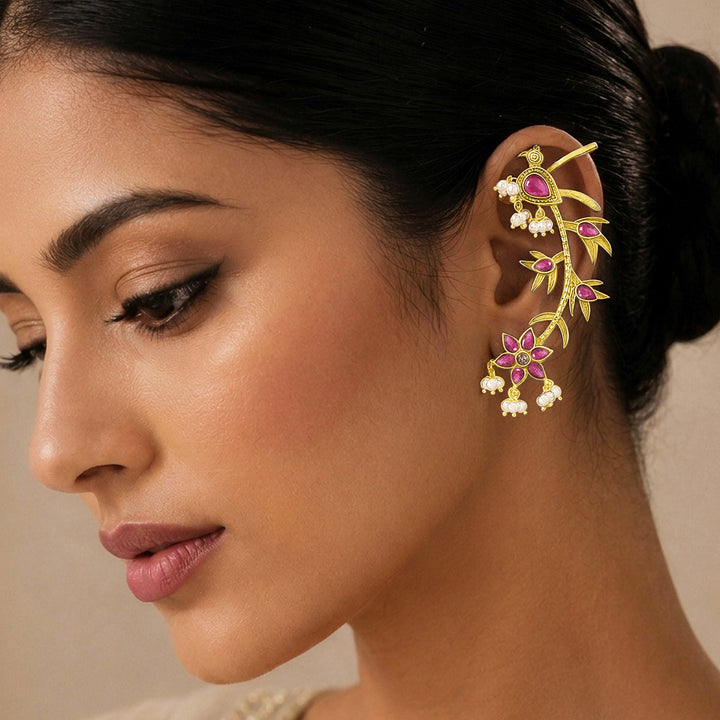 Nishkra Gold Red Earcuff