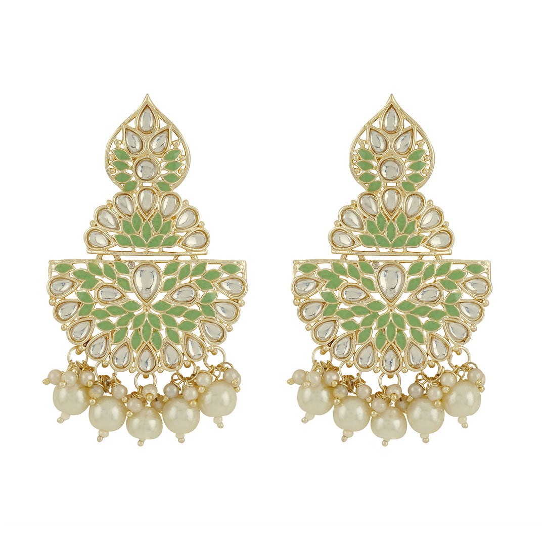 Teejh Nityashri Mint Gold Enamel Earrings