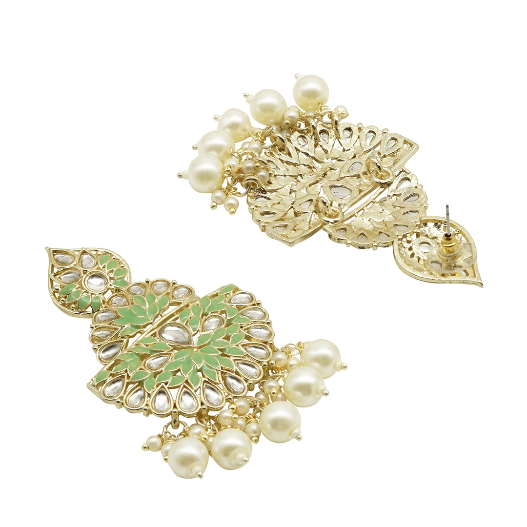 Teejh Nityashri Mint Gold Enamel Earrings