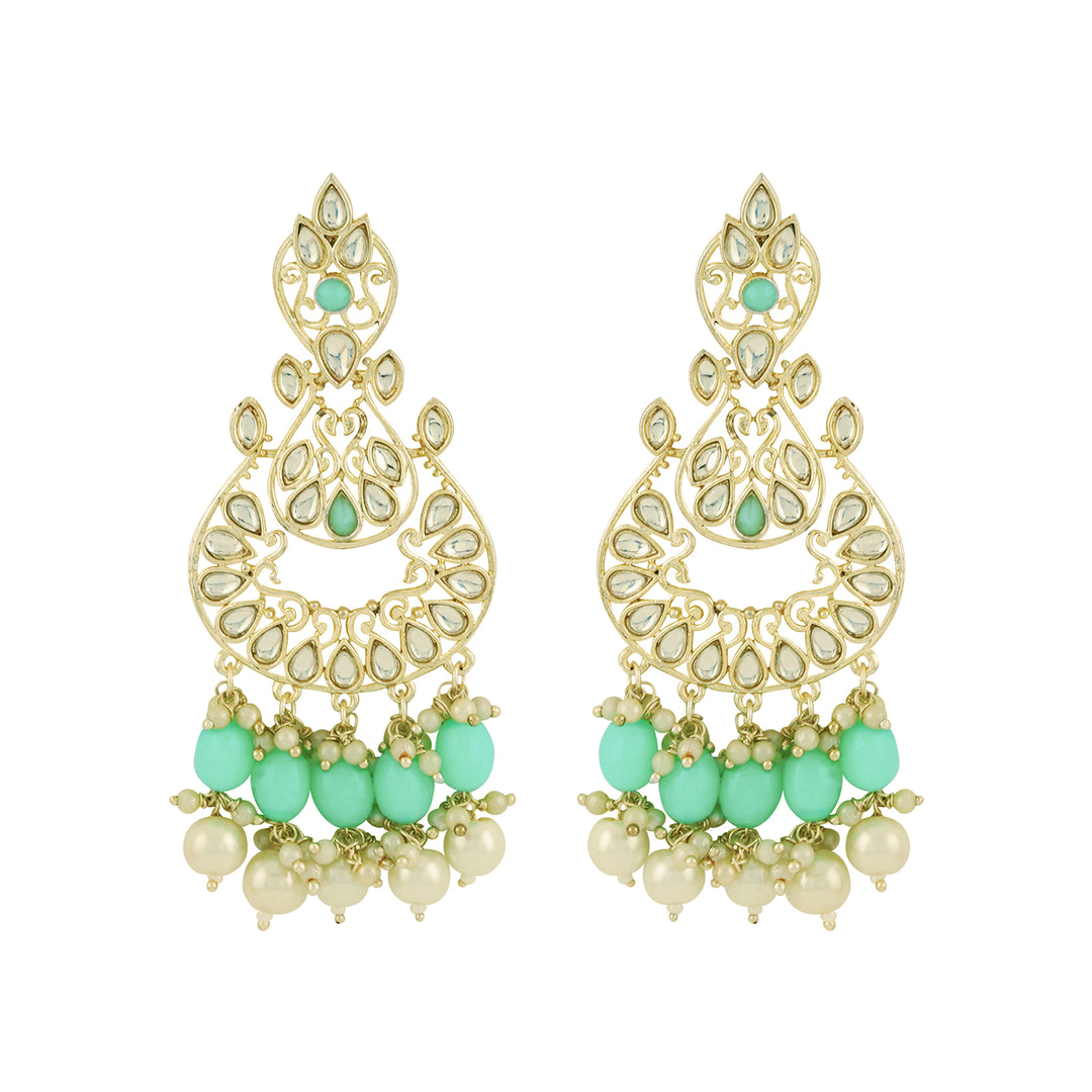 Teejh Urveeja Mint Green Gold Enamel Earrings