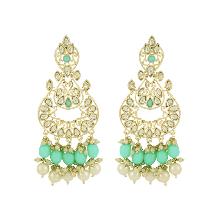 Teejh Urveeja Mint Green Gold Enamel Earrings