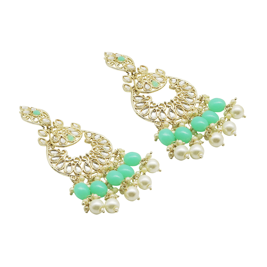 Teejh Urveeja Mint Green Gold Enamel Earrings