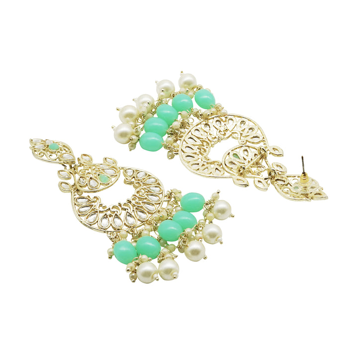 Teejh Urveeja Mint Green Gold Enamel Earrings