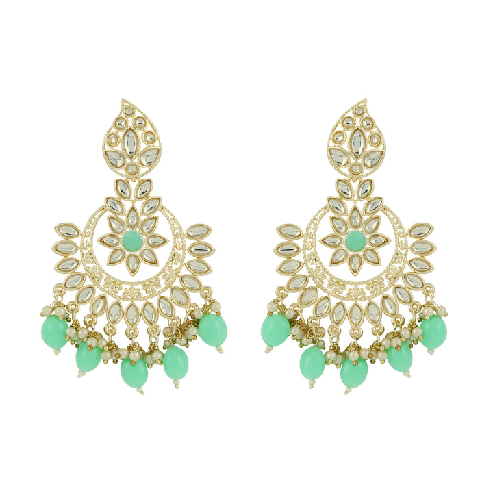 Teejh Trishika Mint Green Gold Enamel Earrings