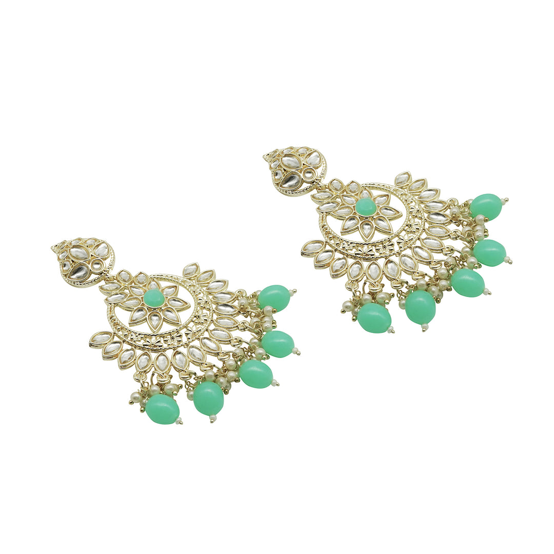 Teejh Trishika Mint Green Gold Enamel Earrings