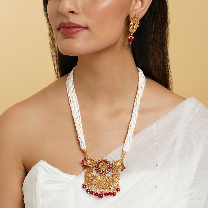 Teejh Holkar Gold Ruby Necklace Set
