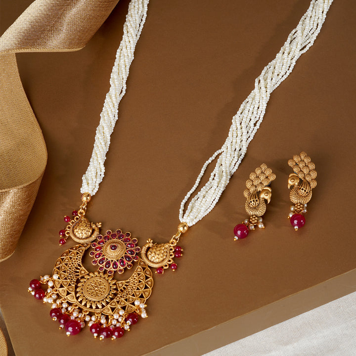 Teejh Holkar Gold Ruby Necklace Set