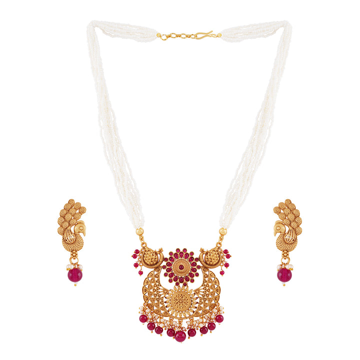 Teejh Holkar Gold Ruby Necklace Set