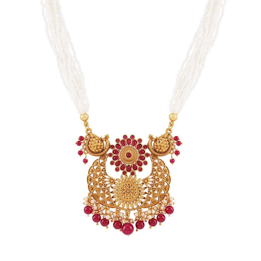Teejh Holkar Gold Ruby Necklace Set