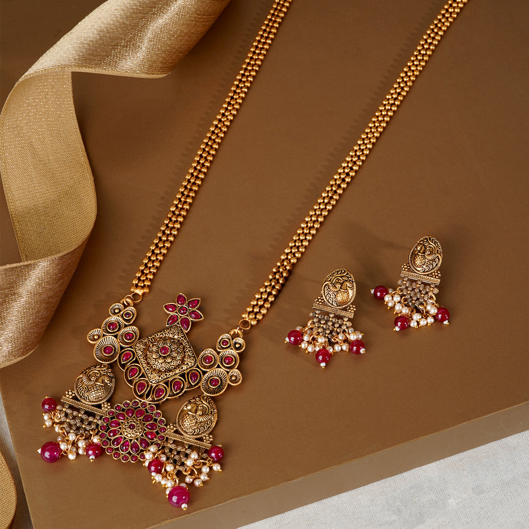 Teejh Kanvi Gold Ruby Necklace Set