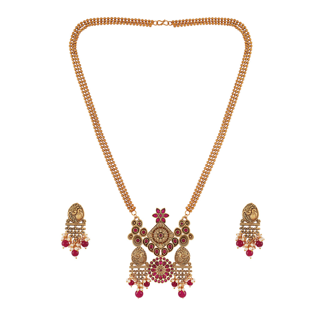 Teejh Kanvi Gold Ruby Necklace Set