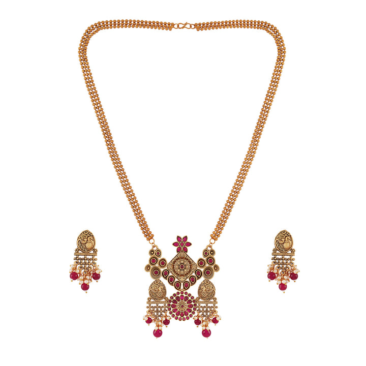 Teejh Kanvi Gold Ruby Necklace Set