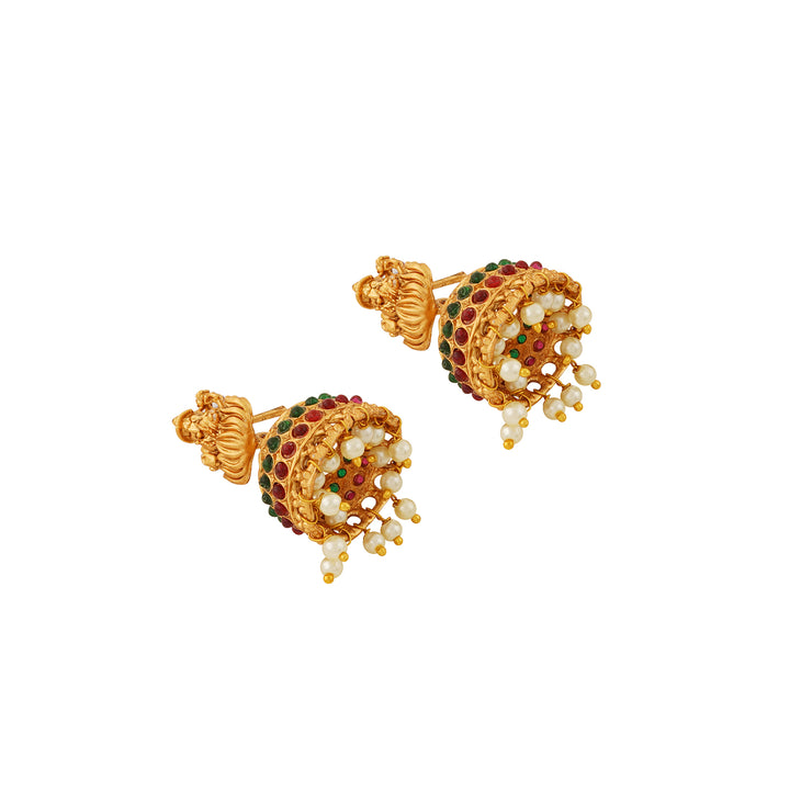 Grand Pearl and Glossy Gold Motif long chain set
