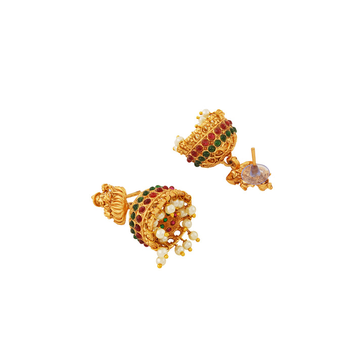 Grand Pearl and Glossy Gold Motif long chain set